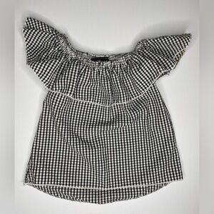 Little girl checked gingham ruffle shirt